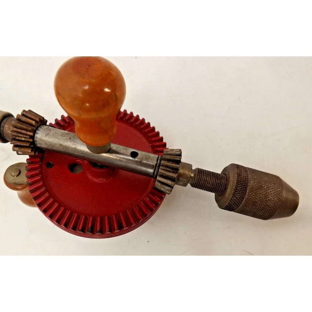 Vintage STANLEY Egg Beater Defiance Crank Hand Drill - Model 1220 Beautiful Wood